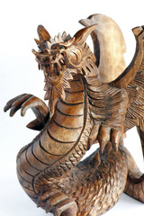 Oriental wooden dragon carving