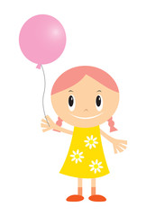 風船と女の子