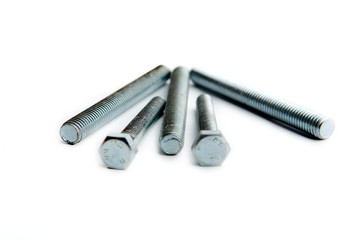 Silver bolts on white background.