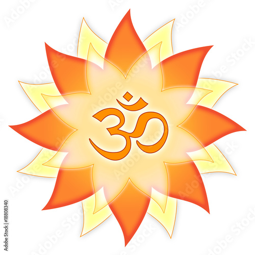 Mandala om symbol aum zeichen, rot orange gelb blume" stock photo ...