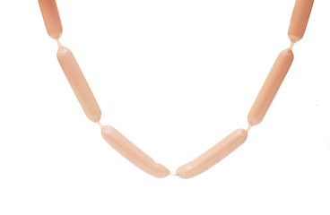 Fresh sausages isolated on white background