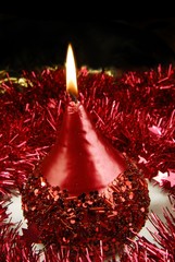 candle and christmas decoration