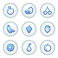 Fruits web icons, white circle buttons series