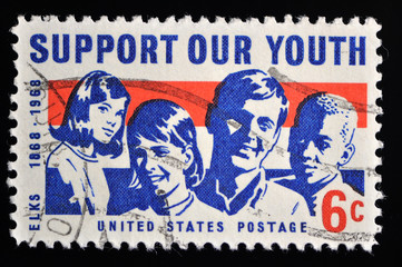 Vintage USA stamp used and franked - Support our youth