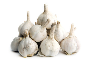 Garlic on white background.