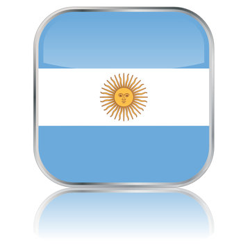 Argentinian Square Flag Button (Argentina - vector - reflection)