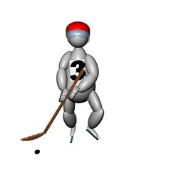 3D Puppet playing hockey