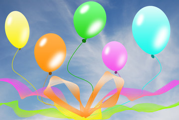 Balloons on blue sky