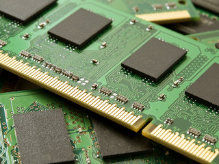 Detail of a stack of so-dimm memory modules