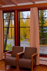 Cottage autumn window view