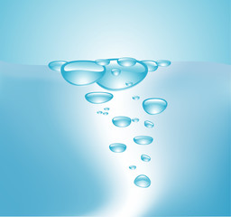Blue water with bubbles