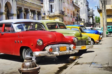 Vlies Fototapete Alte Autos Bunte Havanna-Autos