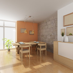 3d render a modern dining room