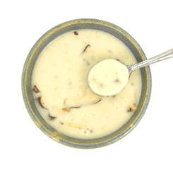 Mushroom soup with spoon