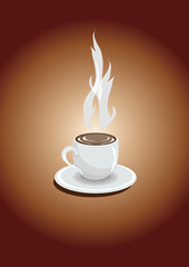 One cup of espresso on a brown background, vector illustration