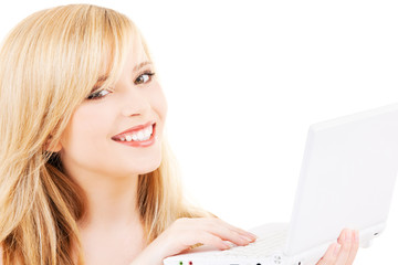 teenage girl with laptop computer