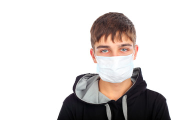 teenager in the flu mask