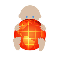 Baby with globe
