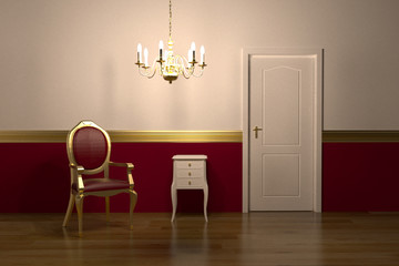 Interior design - red gold nightscene