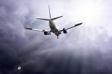 Airplane on the blue sky