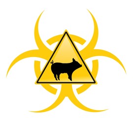 warning swine flu sign with bio hazard symbol. vector