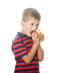 Boy holding an apple