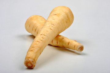 some organic, healthy parsnip and white background