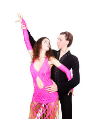 latin dancers over white