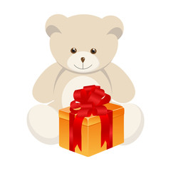 Toy bear and gift box