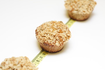 Crunchy carrot muffins on centimeter