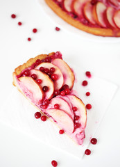 Homemade cowberry and apple pie.
