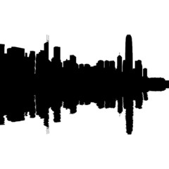 Hong Kong Skyline reflected with ripples silhouette