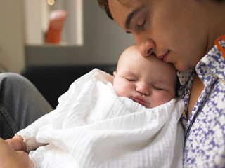 Father and Baby Sleeping.