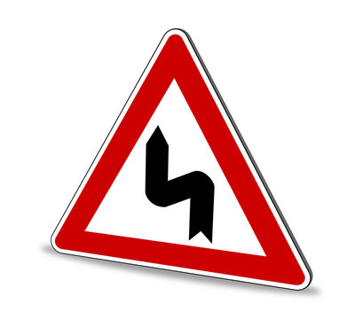 Doppelkurve (zun&auml;chst links) Schild 3D
