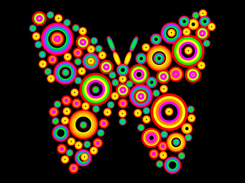 Butterfly made of color circles - vector illustration