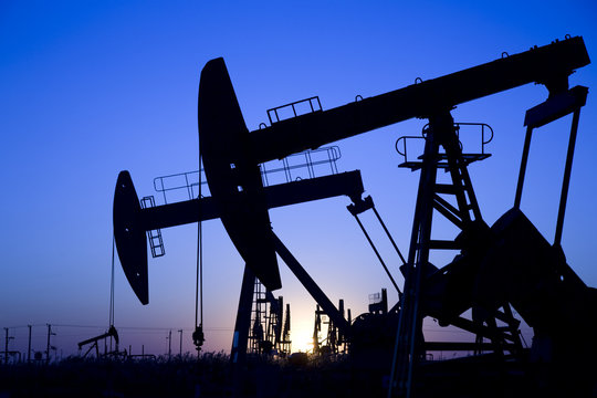 Silhouette of oil pumpjack