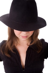 Fototapeta premium girl in black hat