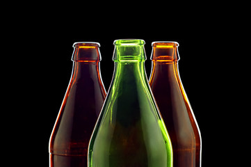 empty bottles isolated on black