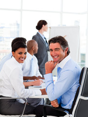 A diverse business group at a meeting