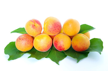 Fototapeta na wymiar apricots with a leaf