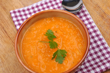 organic and healthy butternut squash creme soup