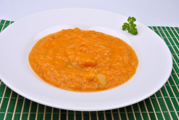 organic and healthy butternut squash creme soup
