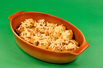 Pancakes topped with cheese