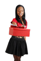 Fototapeta premium African american woman holding christmas present