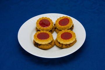 cookies on a Plate on a blue background