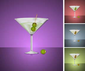 martini glass with olives