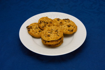 cookies on a Plate on a blue background