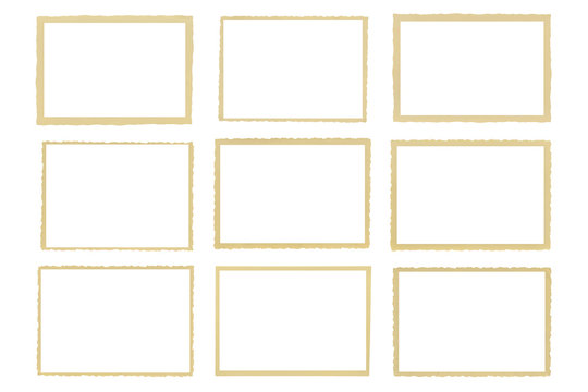 Neun gezackte R&auml;nder alter Fotografien