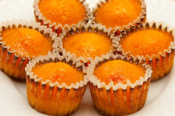closeup orange cakes