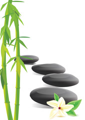 Obraz na płótnie Canvas Spa stones, bamboo and frangipani flower